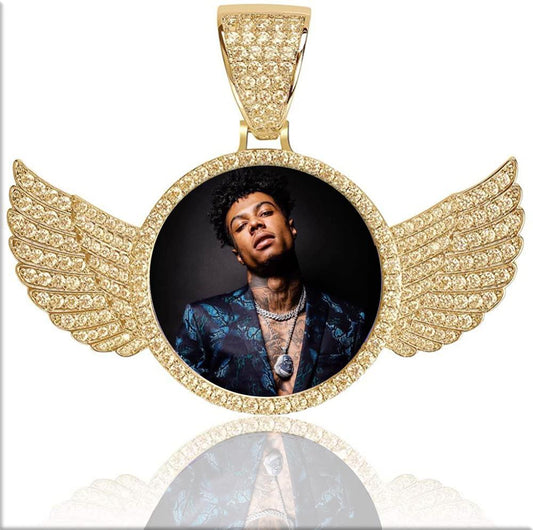 Large Bling Angel Wings w/Clasp Rope Chain