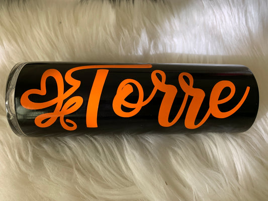 Skinny Black Tumbler w/ Straw