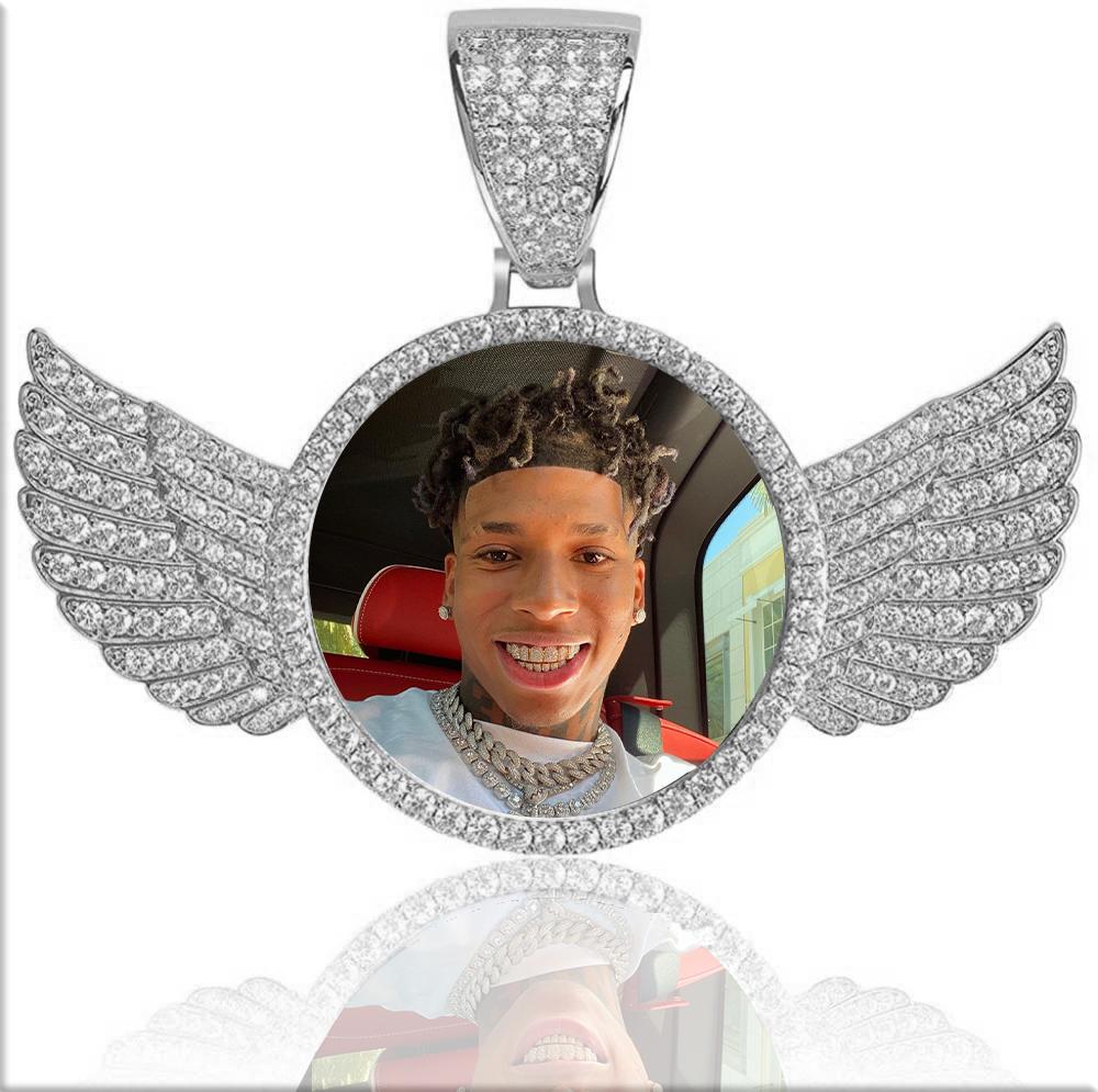 Large Bling Angel Wings w/Clasp Rope Chain