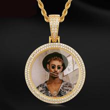 Large Circle necklace double layer Rhinestone Double Row Crystal Photo Medallion Necklace