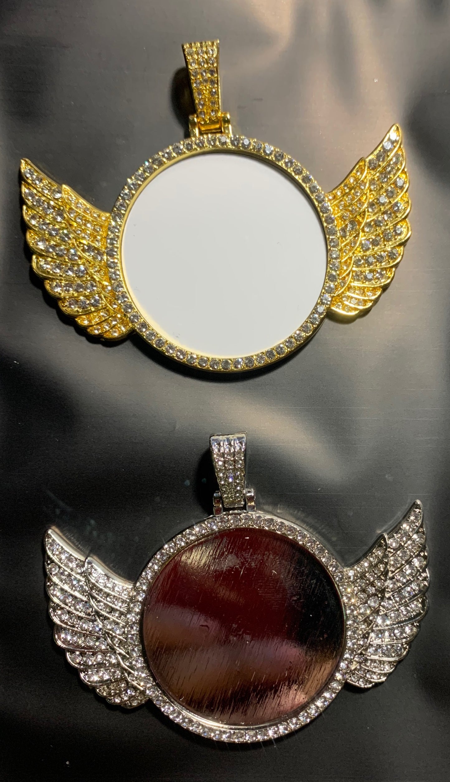 Large Bling Angel Wings w/Clasp Rope Chain